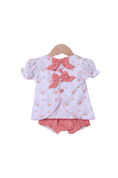 The Smocked Flamingo Apparel & Accessories Smocked Sweet Pumpkin Orange Gingham Bloomer Set