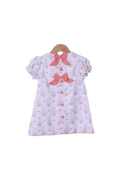 The Smocked Flamingo Apparel & Accessories Smocked Sweet Pumpkin Orange Gingham Bow Dress