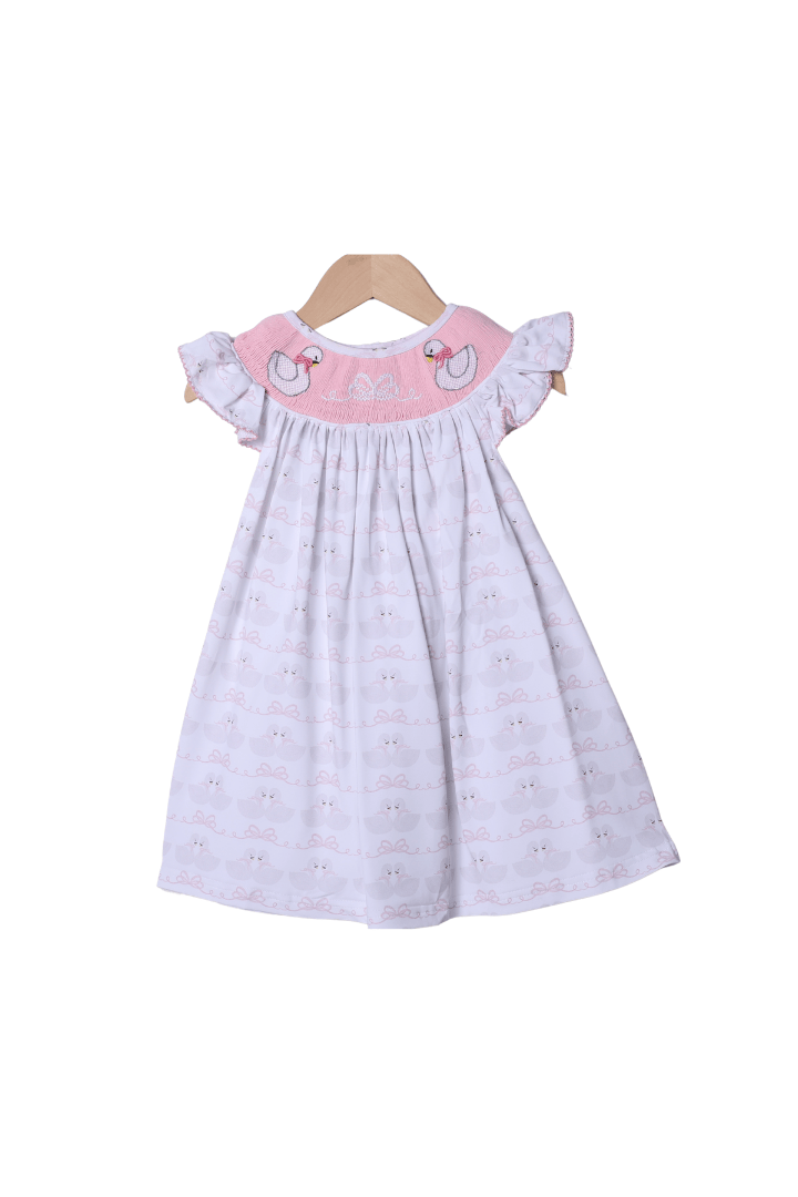 The Smocked Flamingo Apparel & Accessories Smocked Sweet Swan Bishop Dress
