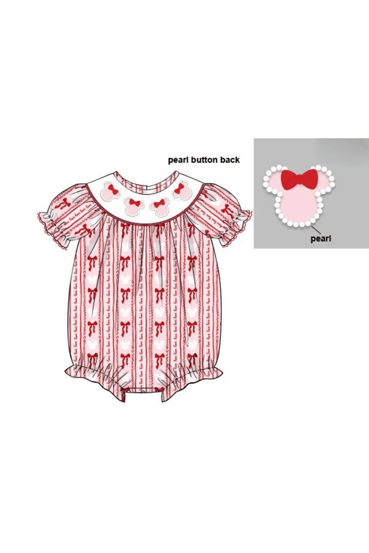 The Smocked Flamingo Apparel & Accessories Smocked Sweet Valentine Mouse Beaded Bubble