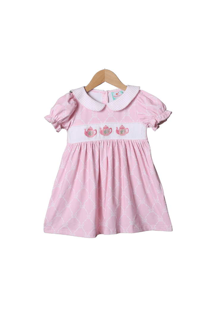 The Smocked Flamingo Apparel & Accessories Smocked Tea Party Pink Dress