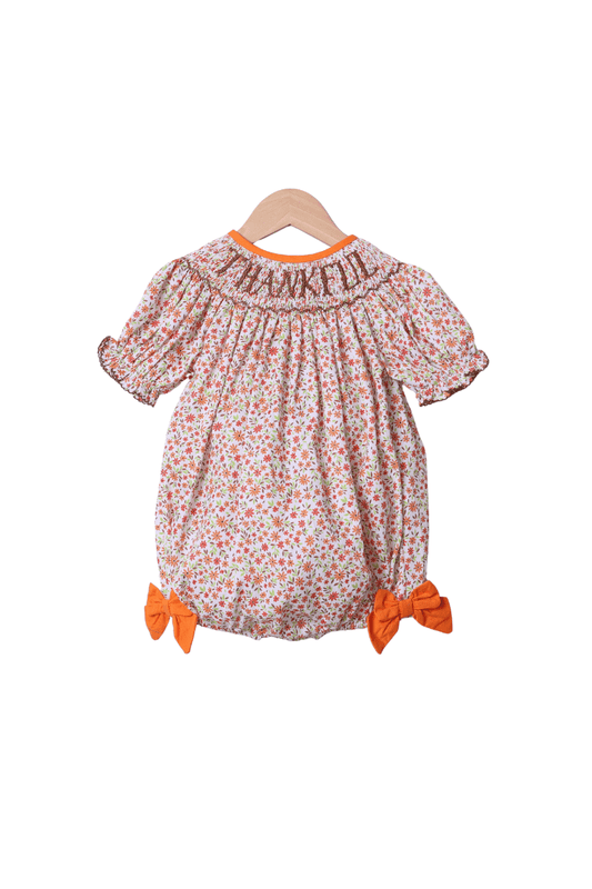 The Smocked Flamingo Apparel & Accessories Smocked Thankful Floral Bubble