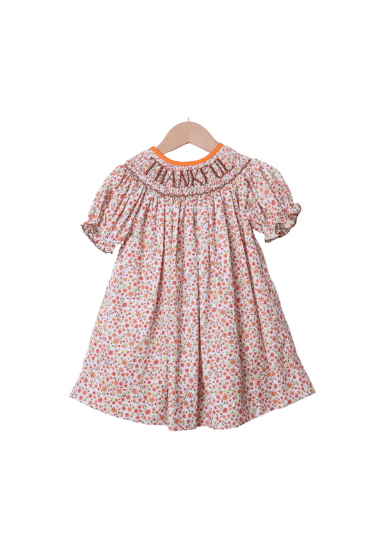 The Smocked Flamingo Apparel & Accessories Smocked Thankful Floral Dress
