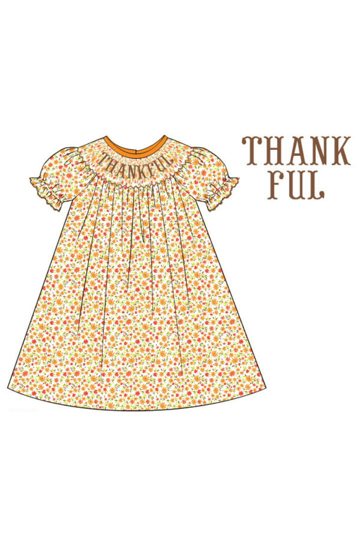 The Smocked Flamingo Apparel & Accessories Smocked Thankful Floral Dress