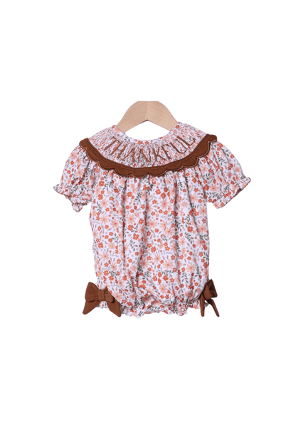 The Smocked Flamingo Apparel & Accessories Smocked Thankful Floral Dress Bubble