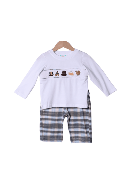 The Smocked Flamingo Apparel & Accessories Smocked Thanksgiving Feast Plaid Pant Set