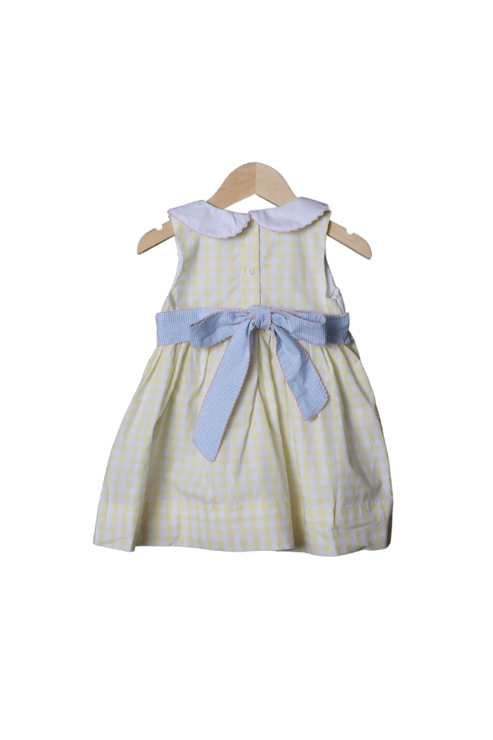 The Smocked Flamingo Apparel & Accessories Smocked Topiary Yellow Gingham Dress