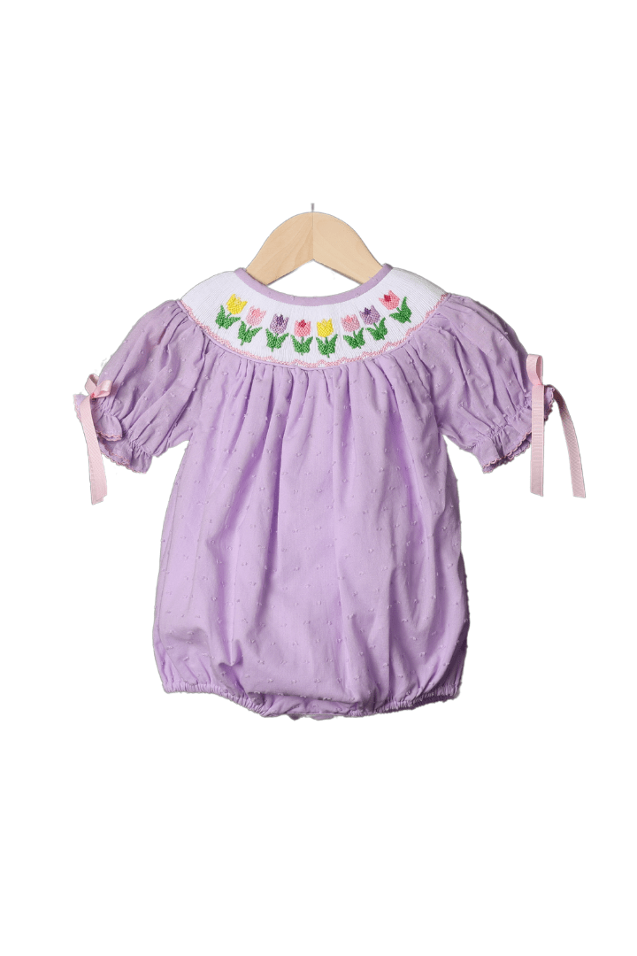 Smocked Fish Mint Swiss Dot Skirted Bubble