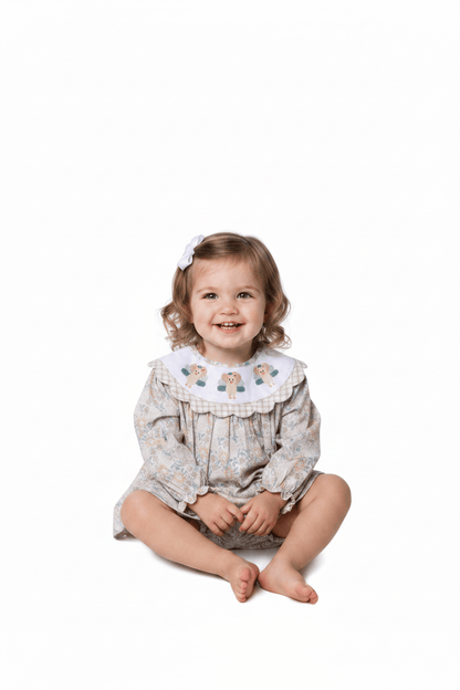 The Smocked Flamingo Apparel & Accessories Smocked Turkey Autumn Floral Scalloped Skirted Bubble