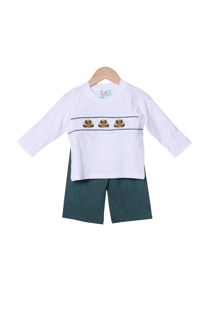 The Smocked Flamingo Apparel & Accessories Smocked Turkey Linen Pant Set