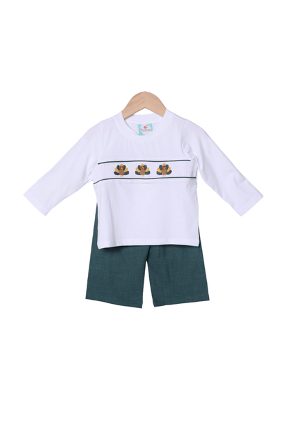 The Smocked Flamingo Apparel & Accessories Smocked Turkey Linen Pant Set