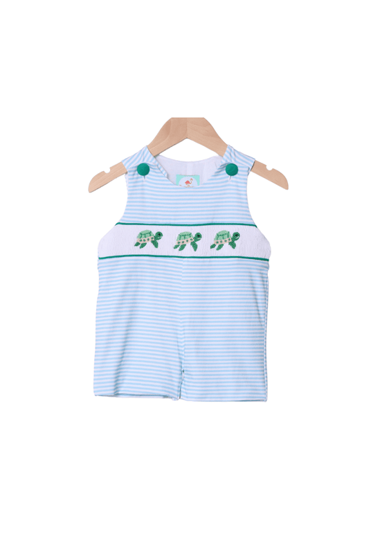 The Smocked Flamingo Apparel & Accessories Smocked Turtle Blue/Green Stripe Jon Jon