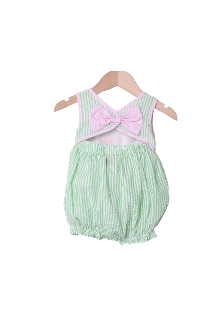 The Smocked Flamingo Apparel & Accessories Smocked Under The Sea Green Seersucker Bubble