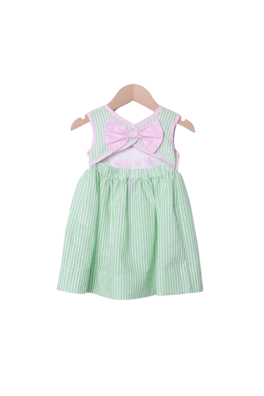 The Smocked Flamingo Apparel & Accessories Smocked Under The Sea Green Seersucker Dress
