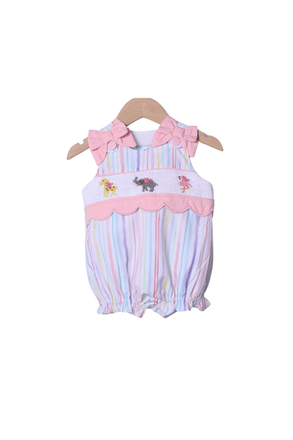 The Smocked Flamingo Apparel & Accessories Smocked Zoo Fun Scalloped Bubble