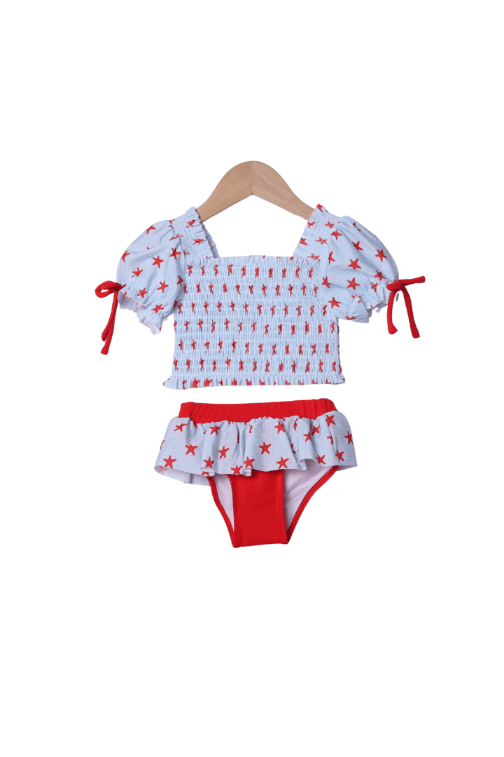 The Smocked Flamingo Apparel & Accessories Star Spangled Ruffle 2 pc Swimsuit