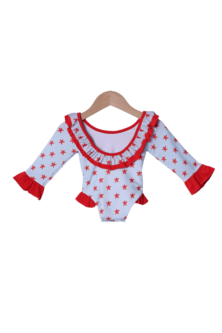 The Smocked Flamingo Apparel & Accessories Star Spangled Ruffle  Swimsuit