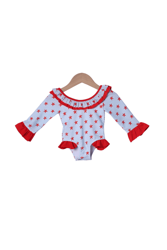 The Smocked Flamingo Apparel & Accessories Star Spangled Ruffle  Swimsuit