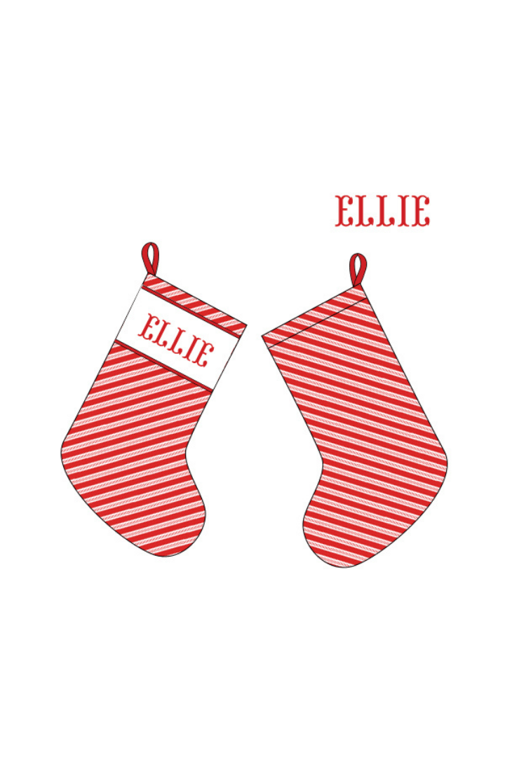 The Smocked Flamingo Apparel & Accessories Stocking / One Size Pre-Order Smocked Custom Name Candy Cane Plaid Trimmings