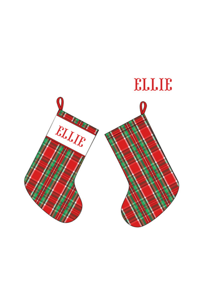 The Smocked Flamingo Apparel & Accessories Stocking / One Size Pre-Order Smocked Custom Name Christmas Tartan Plaid Trimmings