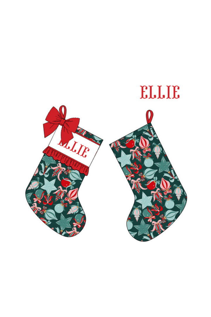 The Smocked Flamingo Apparel & Accessories Stocking / One Size Pre-Order Smocked Custom Name Festive Ornaments Christmas Trimmings