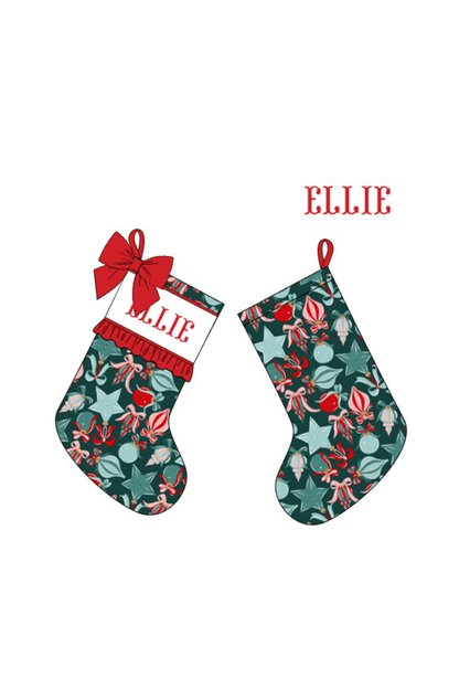 The Smocked Flamingo Apparel & Accessories Stocking / One Size Pre-Order Smocked Custom Name Festive Ornaments Christmas Trimmings