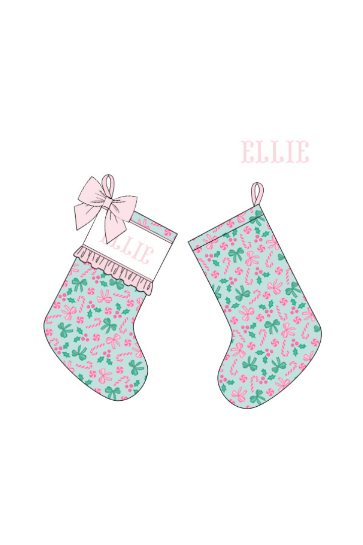 The Smocked Flamingo Apparel & Accessories Stocking / One Size Pre-Order Smocked Custom Name Holiday Cheer Trimmings