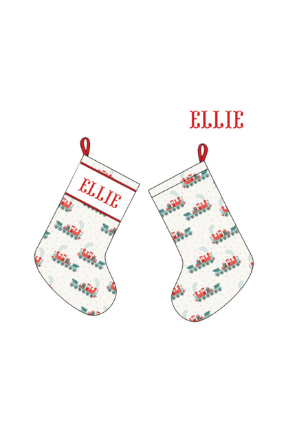 The Smocked Flamingo Apparel & Accessories Stocking / One Size Pre-Order Smocked Custom Name Holiday Train Trimmings