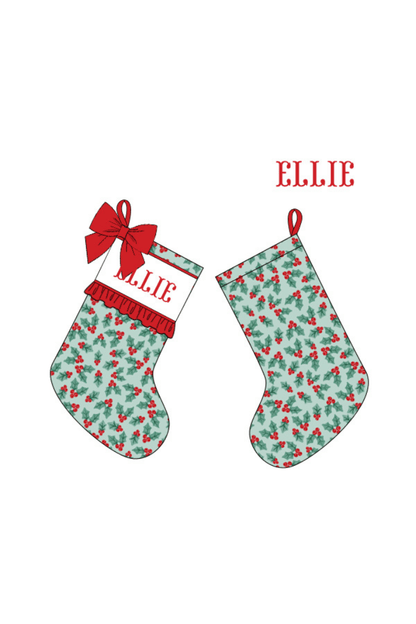 The Smocked Flamingo Apparel & Accessories Stocking / One Size Pre-Order Smocked Custom Name Holly Christmas Trimmings