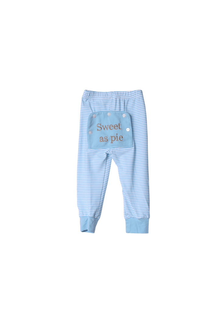 The Smocked Flamingo Apparel & Accessories Sweet As Pie Blue Striped Pajama Set