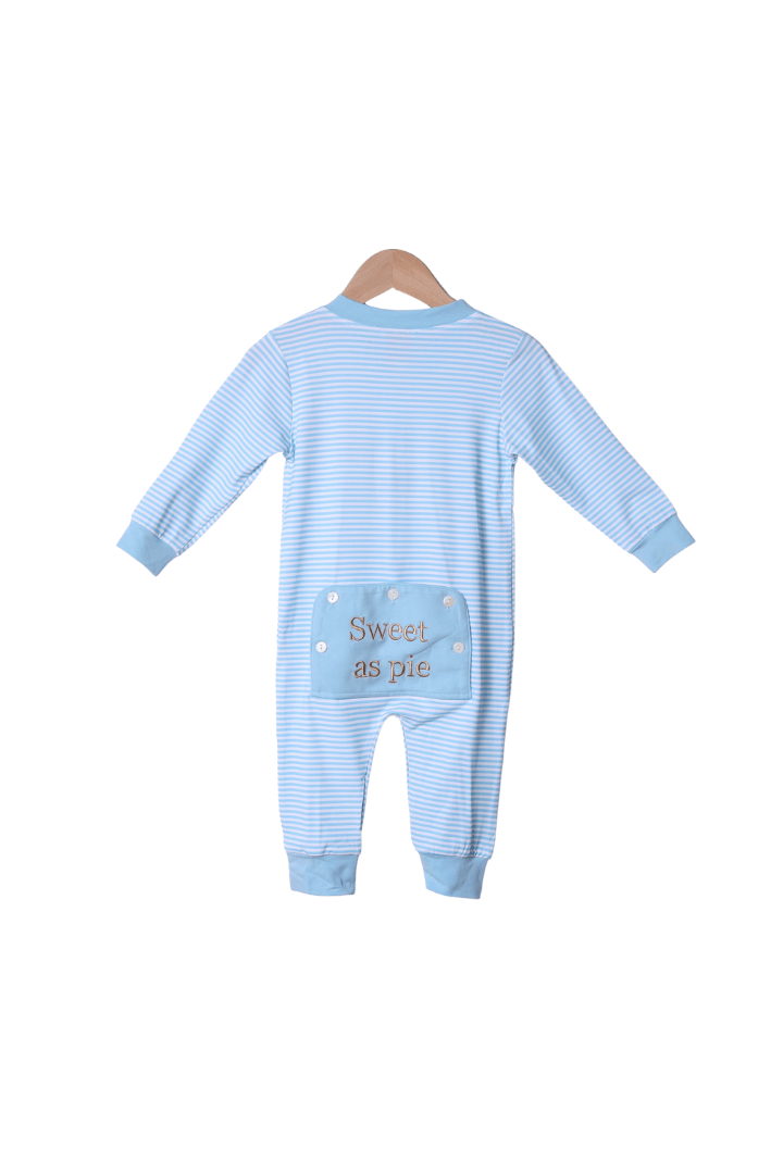 The Smocked Flamingo Apparel & Accessories Sweet As Pie Blue Striped Zippys