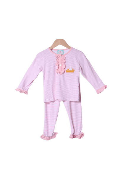 The Smocked Flamingo Apparel & Accessories Sweet As Pie Pink Striped Pajama Set