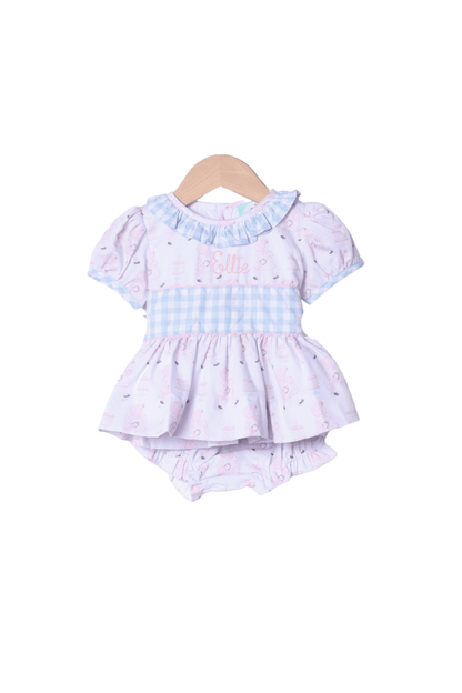 The Smocked Flamingo Apparel & Accessories Sweet Birthday Girl Gingham Bloomer Set