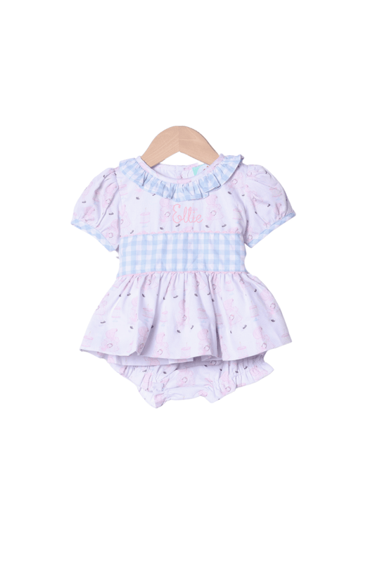 The Smocked Flamingo Apparel & Accessories Sweet Birthday Girl Gingham Bloomer Set