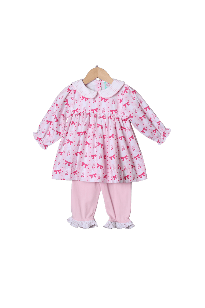 The Smocked Flamingo Apparel & Accessories Sweet Bitty Dot Ballet Pant Set