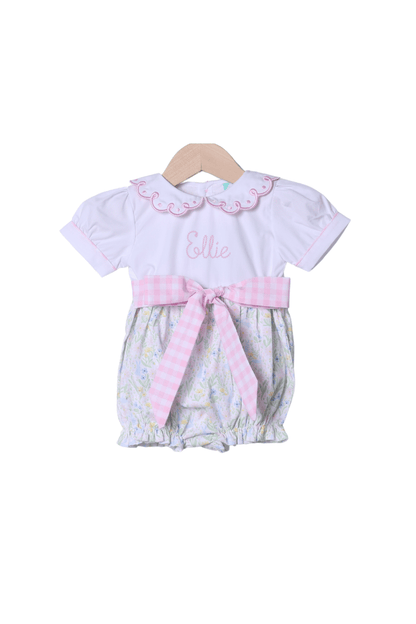 The Smocked Flamingo Apparel & Accessories Sweet Bunny Floral Bow Bubble