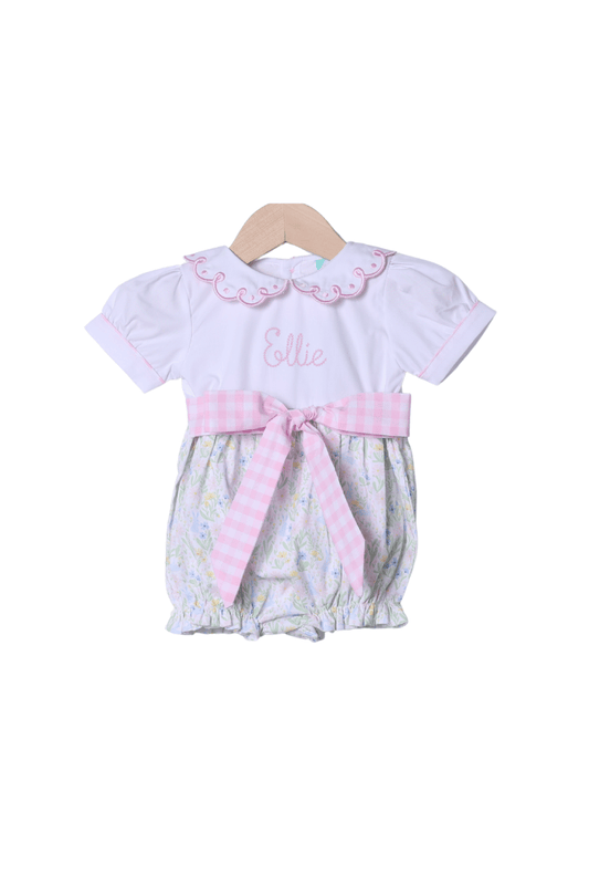 The Smocked Flamingo Apparel & Accessories Sweet Bunny Floral Bow Bubble