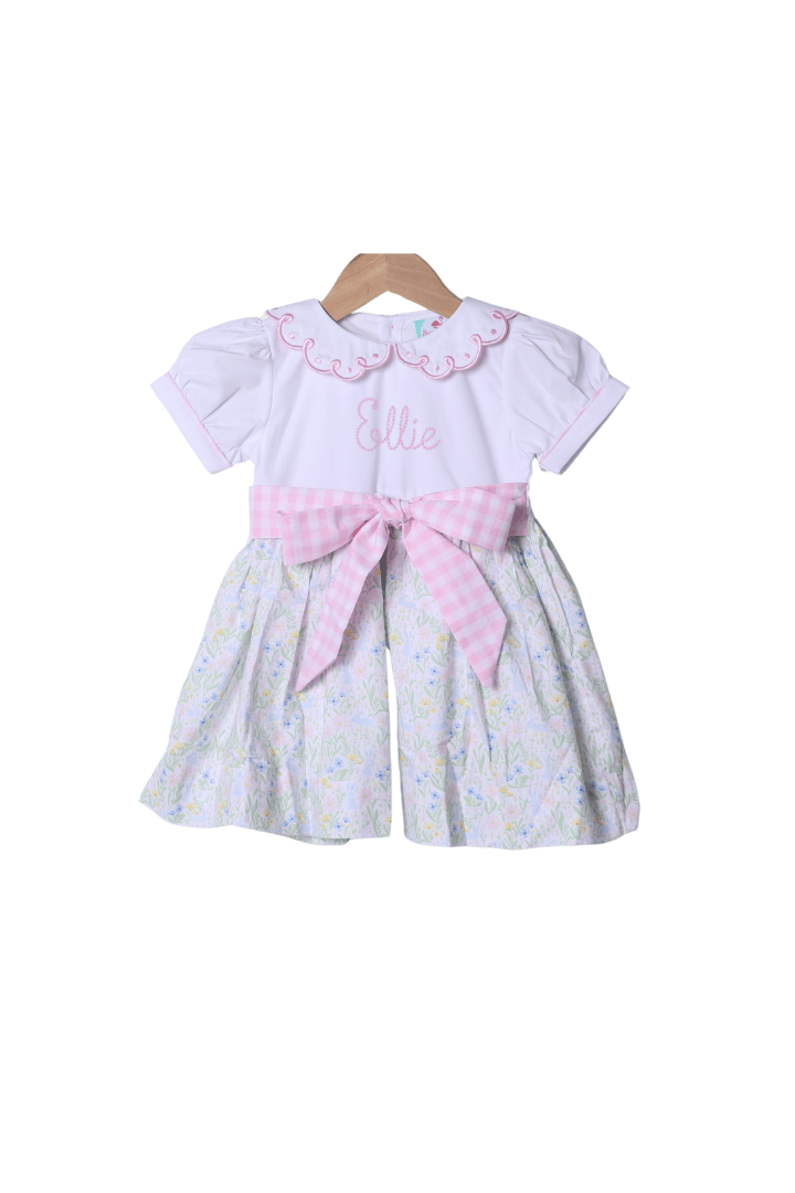The Smocked Flamingo Apparel & Accessories Sweet Bunny Floral Bow Dress
