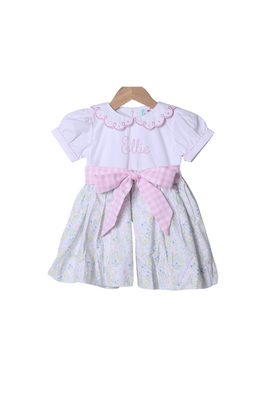 The Smocked Flamingo Apparel & Accessories Sweet Bunny Floral Bow Dress