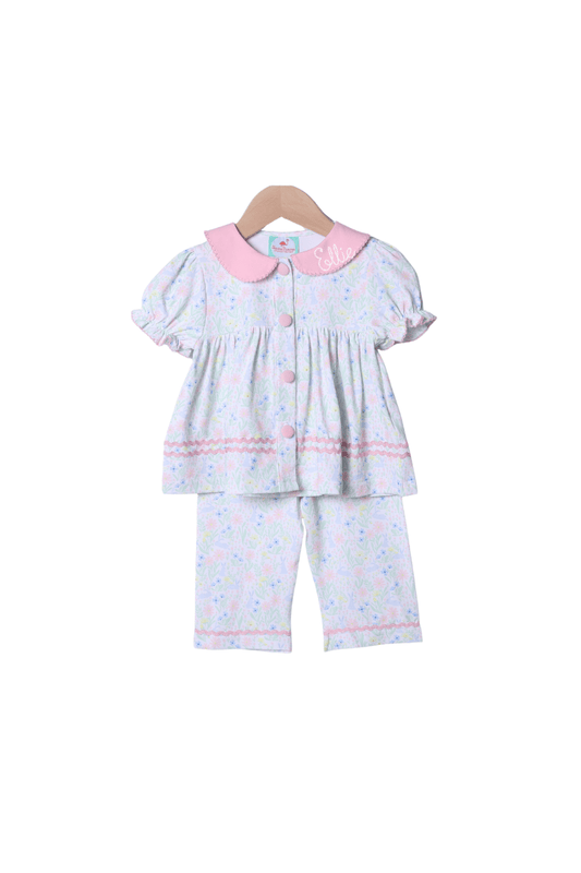 The Smocked Flamingo Apparel & Accessories Sweet Bunny Floral Swing Lounge Set