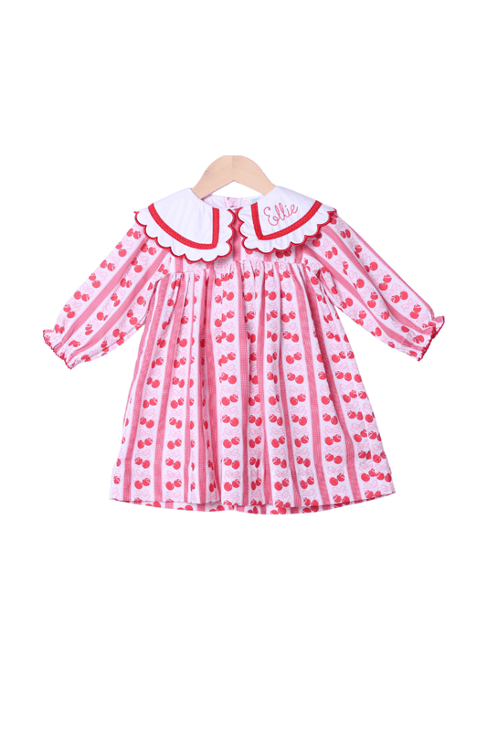 The Smocked Flamingo Apparel & Accessories Sweet Cherry Scalloped Dress