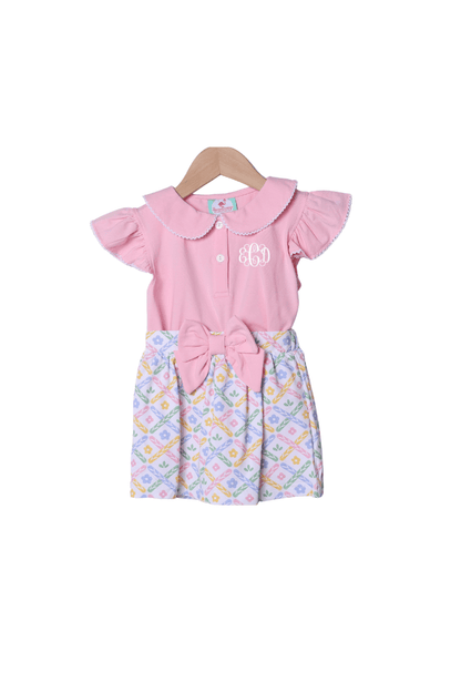 The Smocked Flamingo Apparel & Accessories Sweet Colorful Floral Skort Set