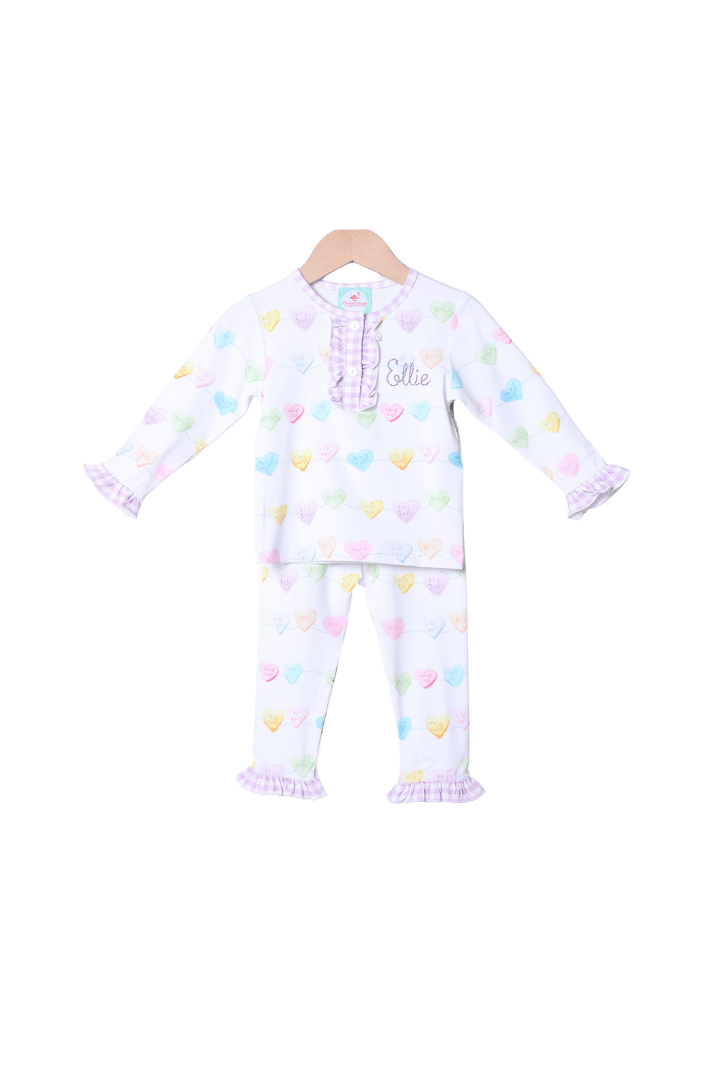 The Smocked Flamingo Apparel & Accessories Sweet Conversation Heart Pajamas