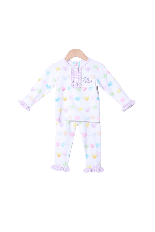 The Smocked Flamingo Apparel & Accessories Sweet Conversation Heart Pajamas