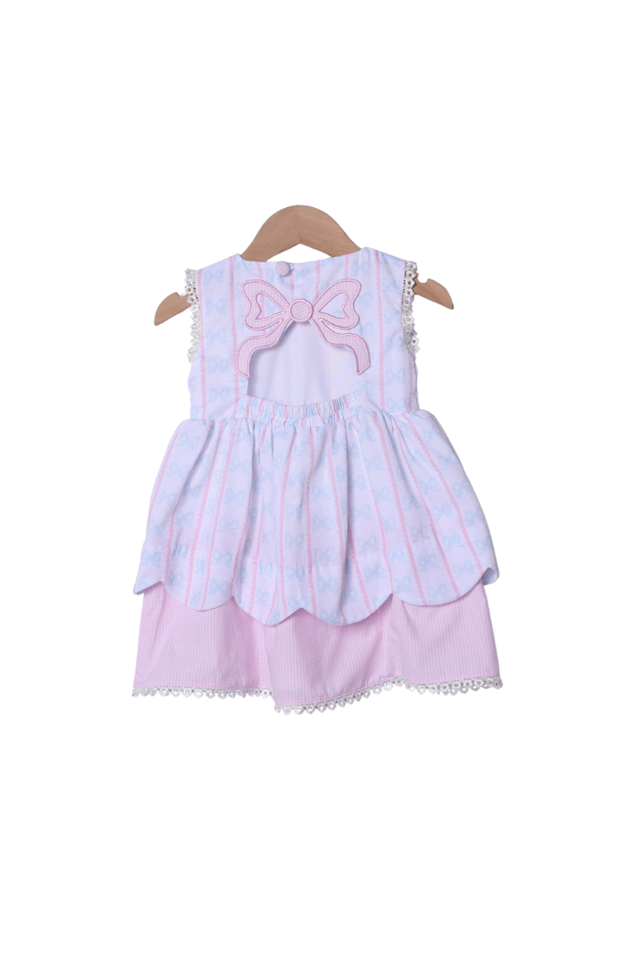 The Smocked Flamingo Apparel & Accessories Sweet Scalloped Bow Applique Dress