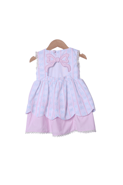The Smocked Flamingo Apparel & Accessories Sweet Scalloped Bow Applique Dress