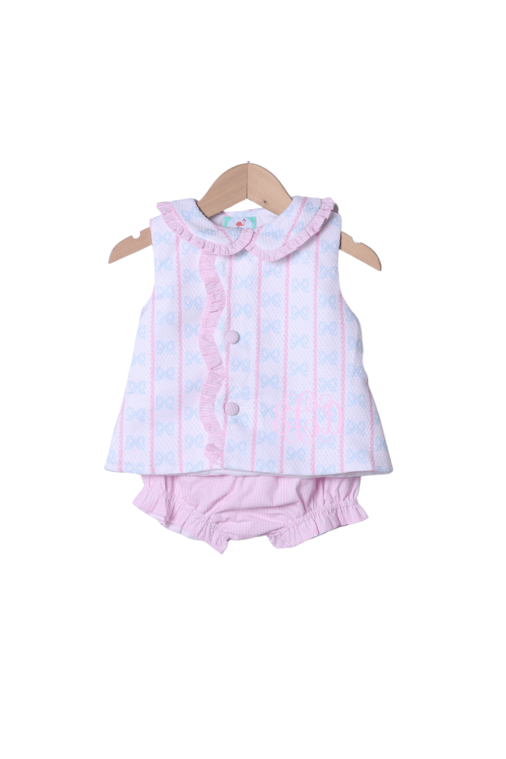 The Smocked Flamingo Apparel & Accessories Sweet Scalloped Bow Honeycomb Bloomer Set