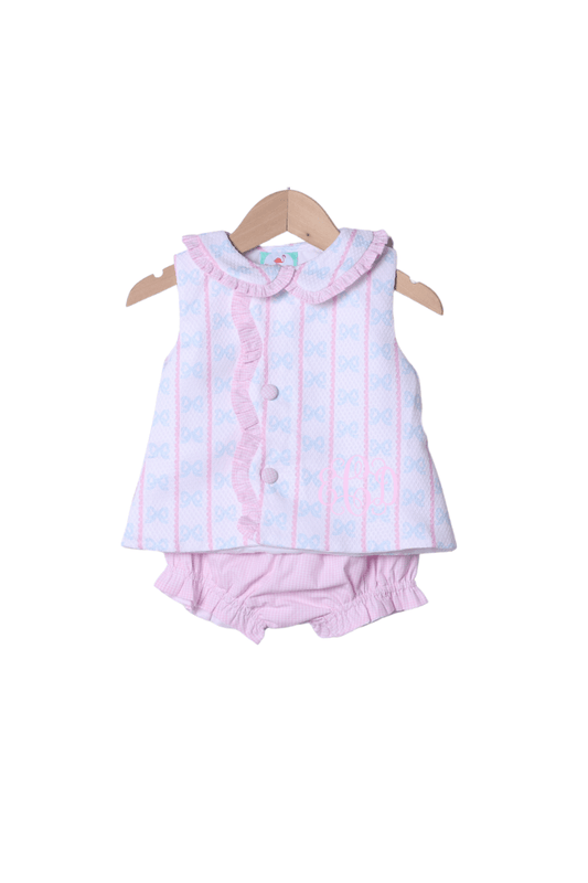 The Smocked Flamingo Apparel & Accessories Sweet Scalloped Bow Honeycomb Bloomer Set