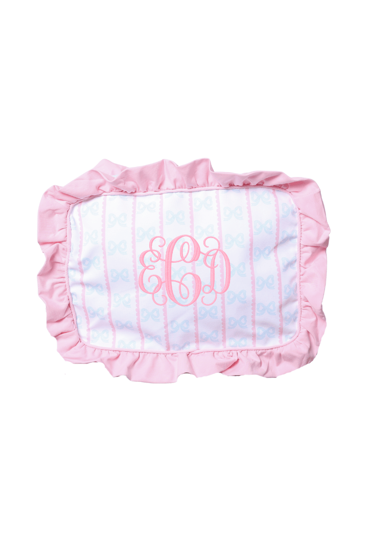 Sweet Scalloped Bow Zippered Ruffle Pouch