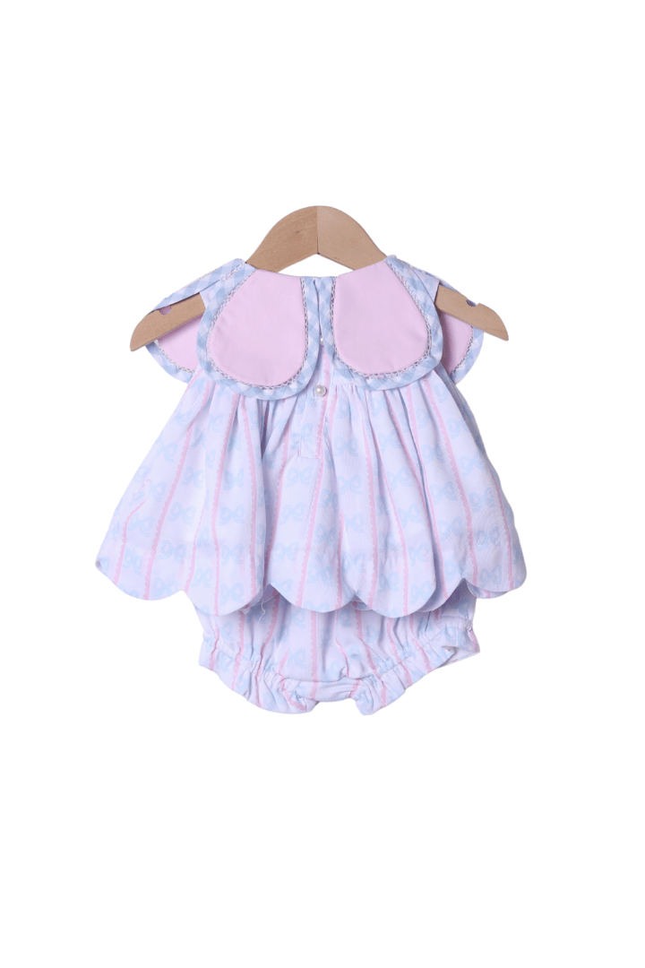 The Smocked Flamingo Apparel & Accessories Sweet Scalloped Pearl Bow Tulip Bloomer Set